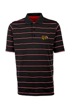Antigua Chicago Blackhawks Mens Black Deluxe Short Sleeve Polo