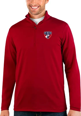 Antigua FC Dallas Mens Red Rally Long Sleeve Qtr Zip Pullover