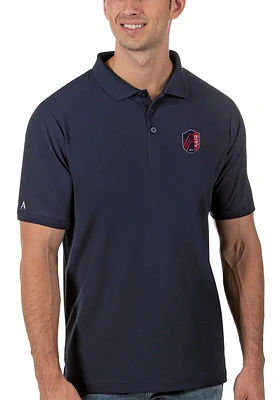 Antigua St Louis City SC Mens Navy Blue Legacy Pique Short Sleeve Polo