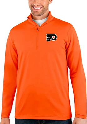 Antigua Philadelphia Flyers Mens Orange Rally Long Sleeve Qtr Zip Pullover
