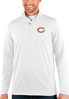 Antigua Chicago Bears Mens White Rally Long Sleeve Qtr Zip Pullover