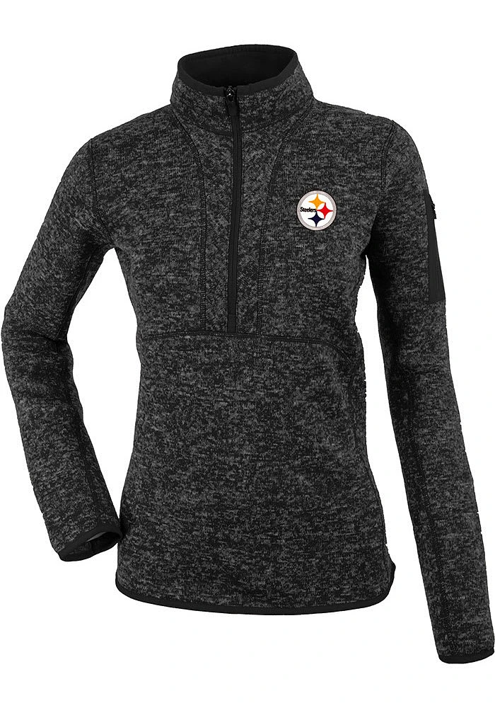 Antigua Pittsburgh Steelers Womens Black Fortune Qtr Zip