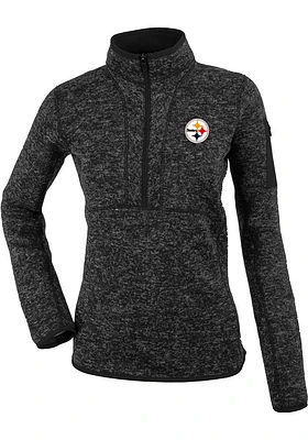 Antigua Pittsburgh Steelers Womens Black Fortune Qtr Zip
