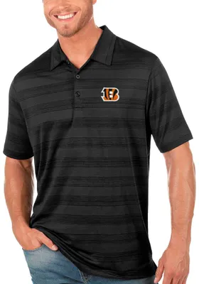 Antigua Cincinnati Bengals Mens Black Compass Style Short Sleeve Polo