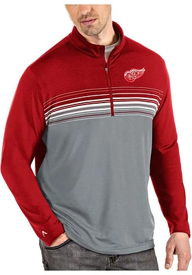 Antigua Detroit Red Wings Mens Pace Long Sleeve Qtr Zip Pullover