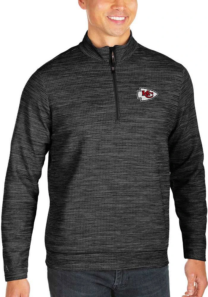 Antigua Kansas City Chiefs Mens Black Chalet Long Sleeve Qtr Zip Pullover