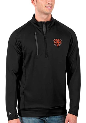 Antigua Chicago Bears Mens Black Generation Long Sleeve Qtr Zip Pullover
