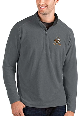 Antigua Cleveland Browns Mens Grey Glacier Version Long Sleeve Qtr Zip Pullover