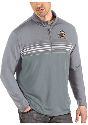 Antigua Cleveland Browns Mens Grey Pace Long Sleeve Qtr Zip Pullover