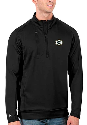 Antigua Green Bay Packers Mens Black Generation Long Sleeve Qtr Zip Pullover