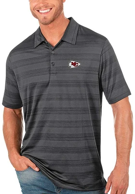 Antigua Kansas City Chiefs Mens Black Compass Short Sleeve Polo