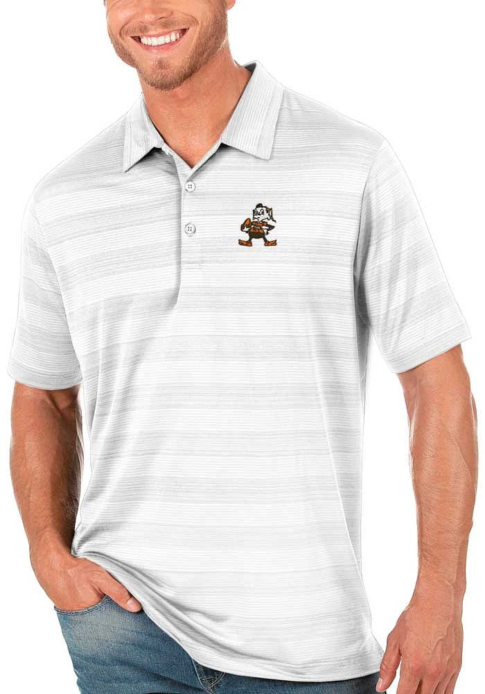 Antigua Cleveland Browns Mens White Compass Short Sleeve Polo