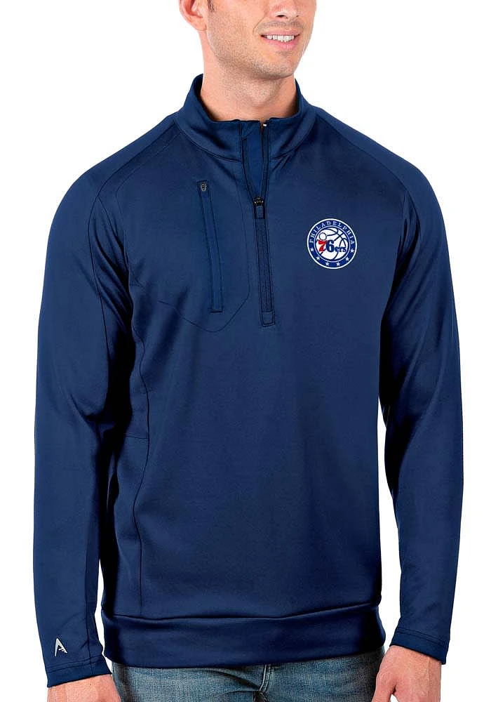 Antigua Philadelphia 76ers Mens Generation Long Sleeve Qtr Zip Pullover