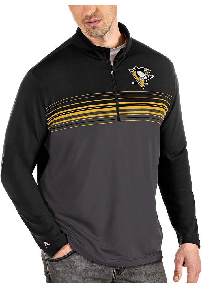 Antigua Pittsburgh Penguins Mens Black Pace Long Sleeve Qtr Zip Pullover