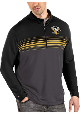 Antigua Pittsburgh Penguins Mens Black Pace Long Sleeve Qtr Zip Pullover