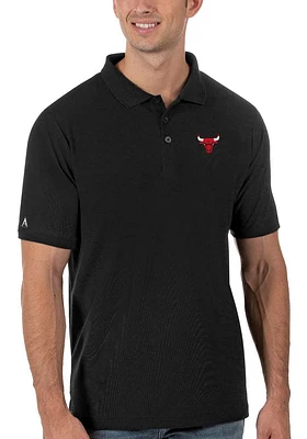 Antigua Chicago Bulls Mens Black Legacy Pique Logo Short Sleeve Polo