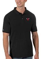 Antigua Chicago Bulls Mens Black Legacy Pique Logo Short Sleeve Polo