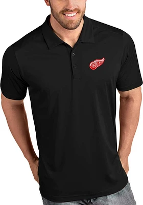Antigua Detroit Red Wings Mens Black Tribute Short Sleeve Polo