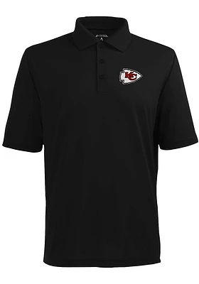 Antigua Kansas City Chiefs Mens Black Pique Extra Lite Short Sleeve Polo