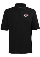 Antigua Kansas City Chiefs Mens Black Pique Extra Lite Short Sleeve Polo