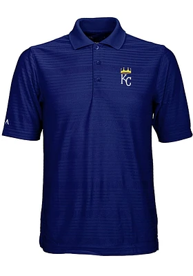 Antigua Kansas City Royals Mens Blue Illusion Short Sleeve Polo