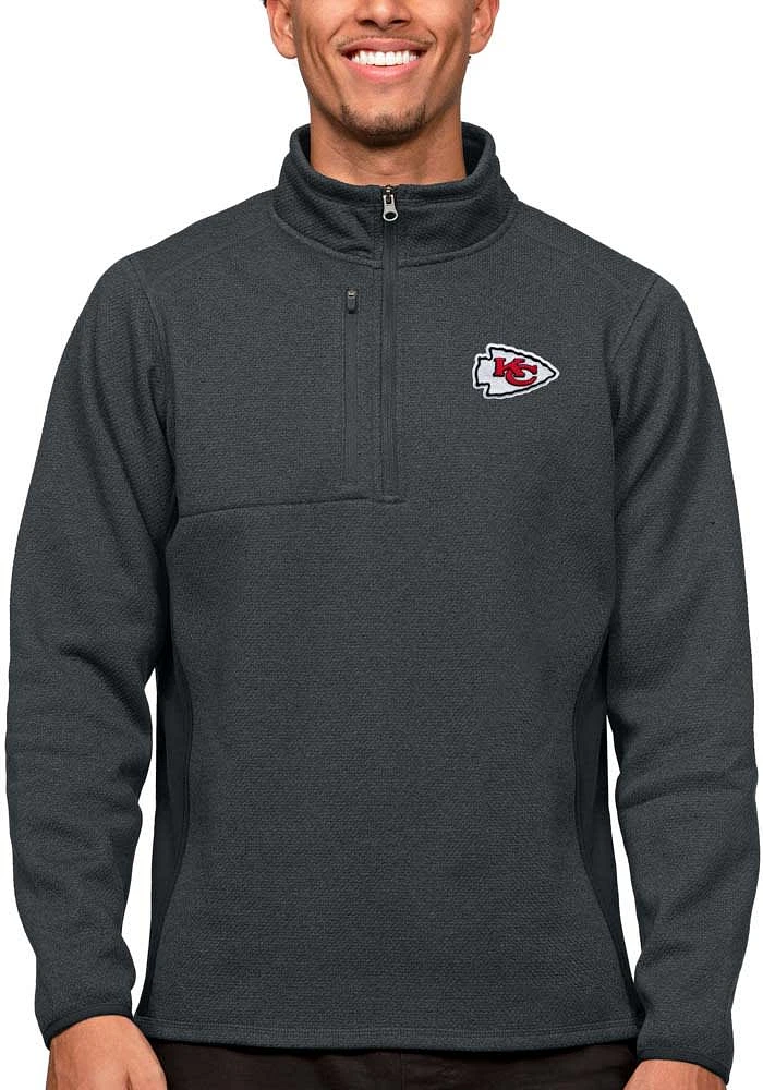 Antigua Kansas City Chiefs Mens Charcoal Course Pullover Jackets