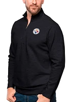 Antigua Pittsburgh Steelers Mens Black GAMBIT Long Sleeve Qtr Zip Pullover
