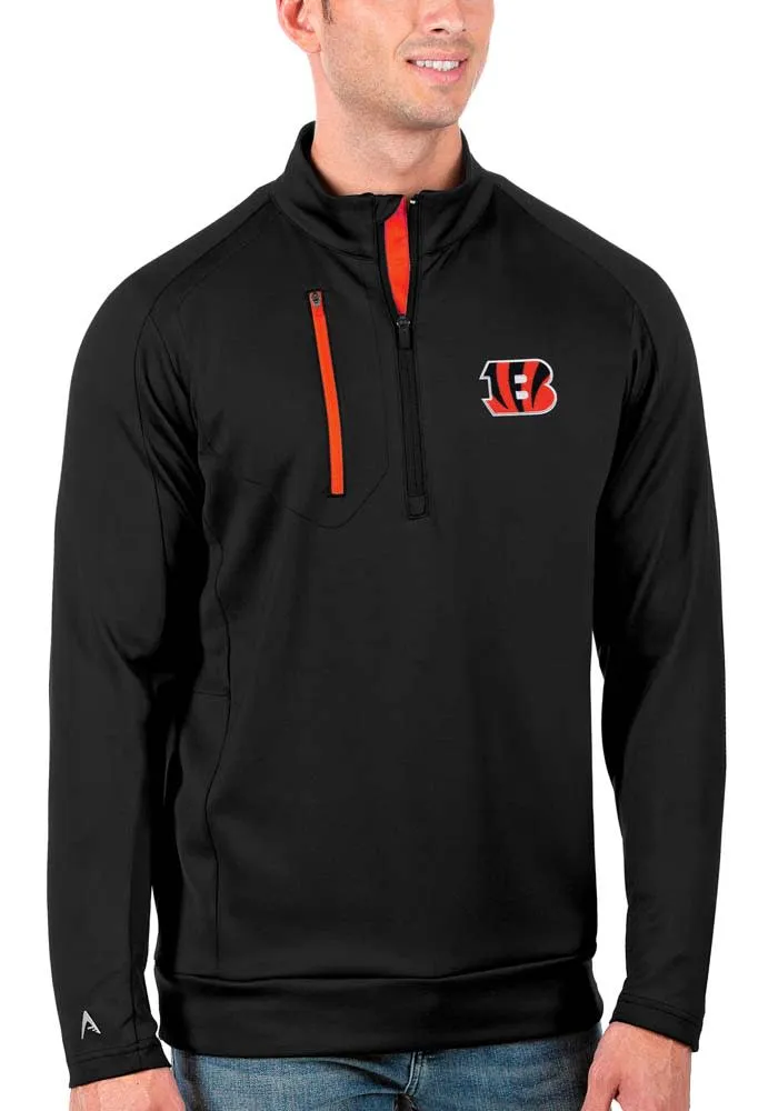 Antigua Cincinnati Bengals Mens Black Generation Long Sleeve 1/4 Zip Pullover