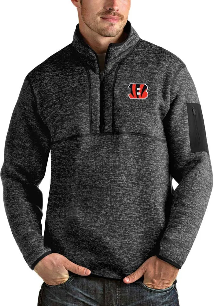 Antigua Cincinnati Bengals Mens Fortune Long Sleeve 1/4 Zip Pullover