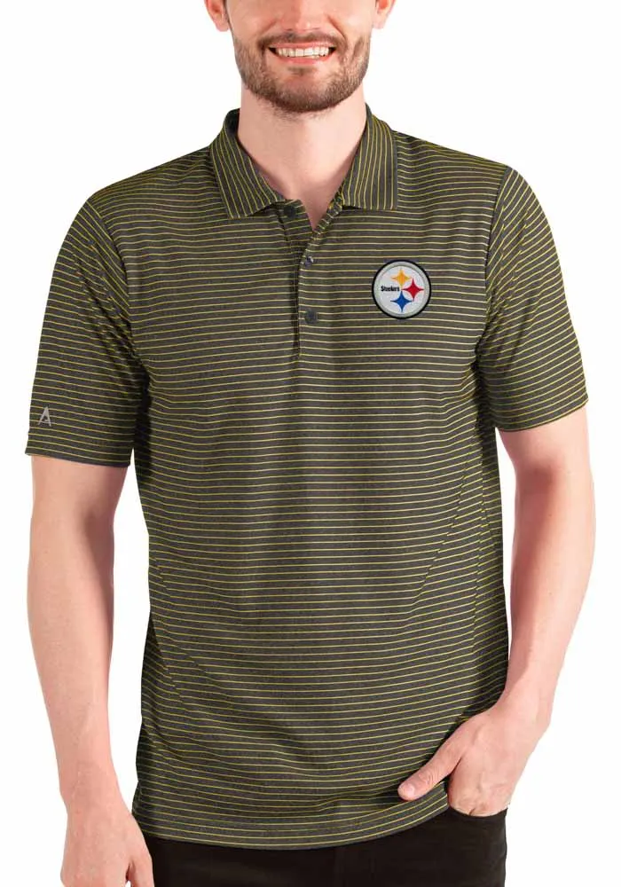 Antigua Pittsburgh Steelers Mens Black ESTEEM Short Sleeve Polo
