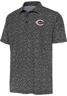 Antigua Cincinnati Reds Mens Black Terrace Short Sleeve Polo