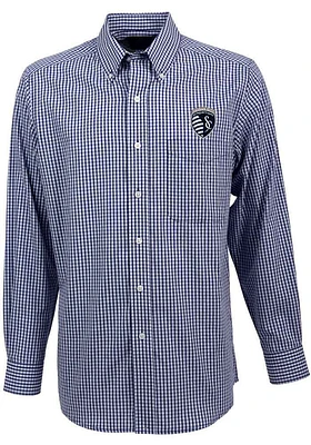 Antigua Sporting Kansas City Mens Navy Blue Associate Long Sleeve Dress Shirt
