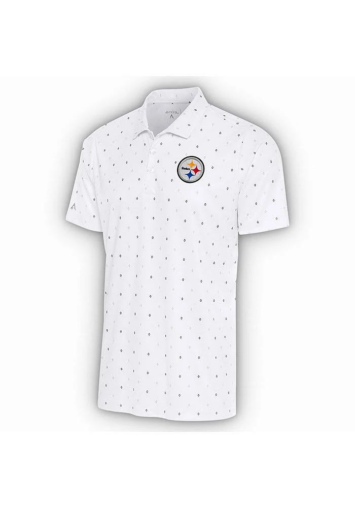 Antigua Pittsburgh Steelers Mens White 19th HOLE Short Sleeve Polo