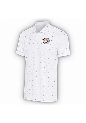 Antigua Pittsburgh Steelers Mens White 19th HOLE Short Sleeve Polo