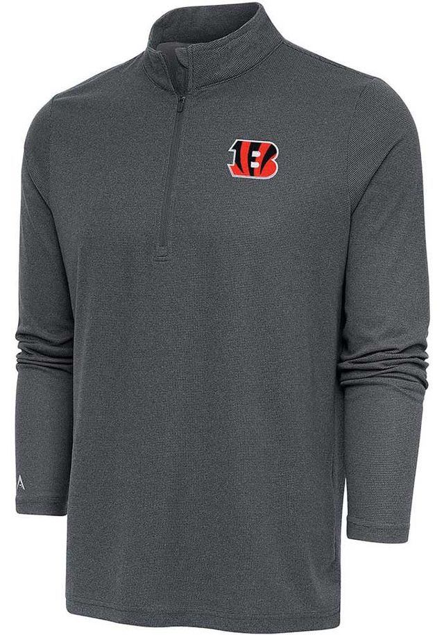 Antigua Cincinnati Bengals Mens Grey EPIC Long Sleeve Qtr Zip Pullover