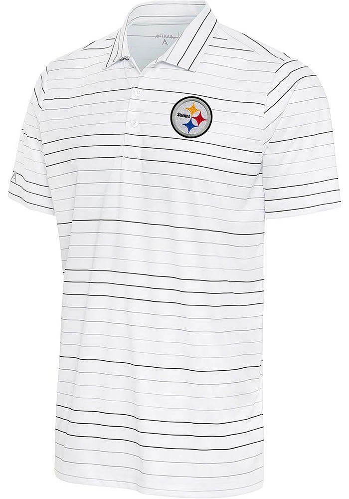 Antigua Pittsburgh Steelers Mens White RYDER Short Sleeve Polo