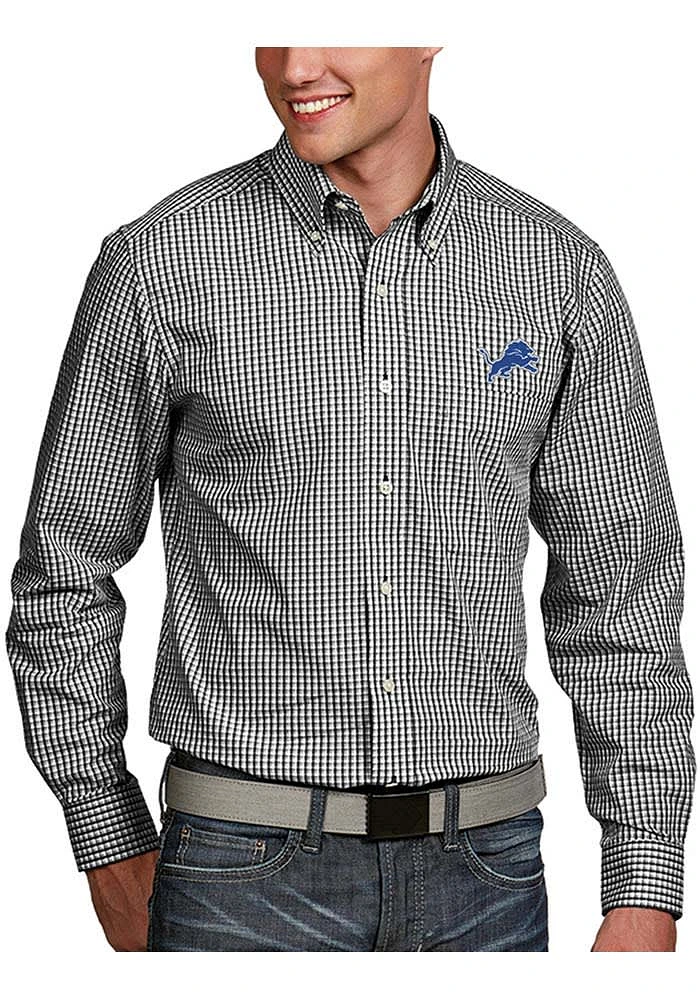 Antigua Detroit Lions Mens Blue Associate Long Sleeve Dress Shirt