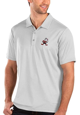 Antigua Cleveland Browns Mens White BALANCE Short Sleeve Polo
