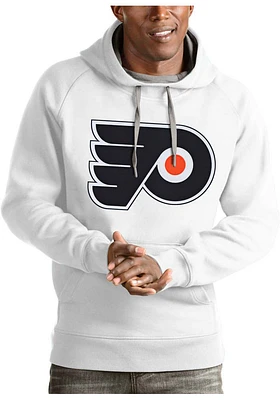 Antigua Philadelphia Flyers Mens White Victory Logo Long Sleeve Hoodie