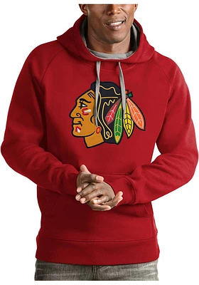 Antigua Chicago Blackhawks Mens Victory Logo Long Sleeve Hoodie