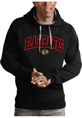 Antigua Chicago Blackhawks Mens Victory Wordmark Long Sleeve Hoodie