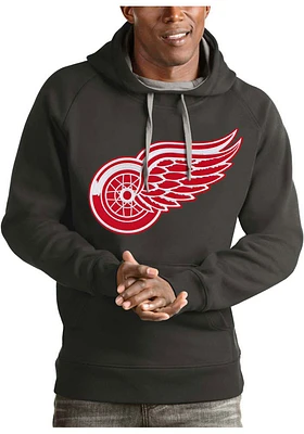 Antigua Detroit Red Wings Mens Charcoal Victory Logo Long Sleeve Hoodie