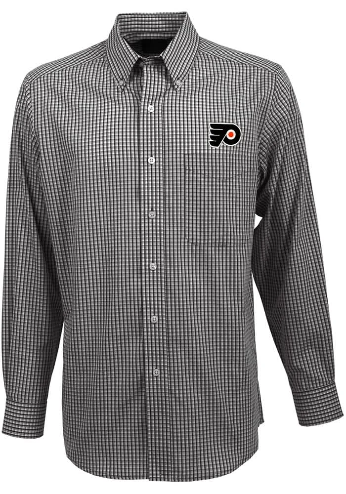 Antigua Philadelphia Flyers Mens Black Associate Long Sleeve Dress Shirt