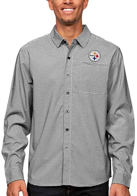 Antigua Pittsburgh Steelers Mens Black STELLAR Long Sleeve Dress Shirt