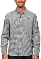 Antigua Pittsburgh Steelers Mens Black STELLAR Long Sleeve Dress Shirt