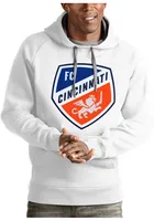 Antigua FC Cincinnati Mens White Victory Series Long Sleeve Hoodie