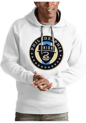 Antigua Philadelphia Union Mens White Victory Series Long Sleeve Hoodie