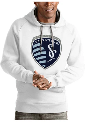 Antigua Sporting Kansas City Mens White Victory Version Long Sleeve Hoodie