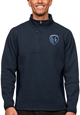 Antigua Sporting Kansas City Mens Navy Blue Course Pullover Jackets