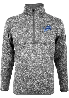 Antigua Detroit Lions Mens Grey Fortune Long Sleeve Qtr Zip Pullover